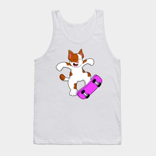 Cat as Skater with Skateboard Tank Top